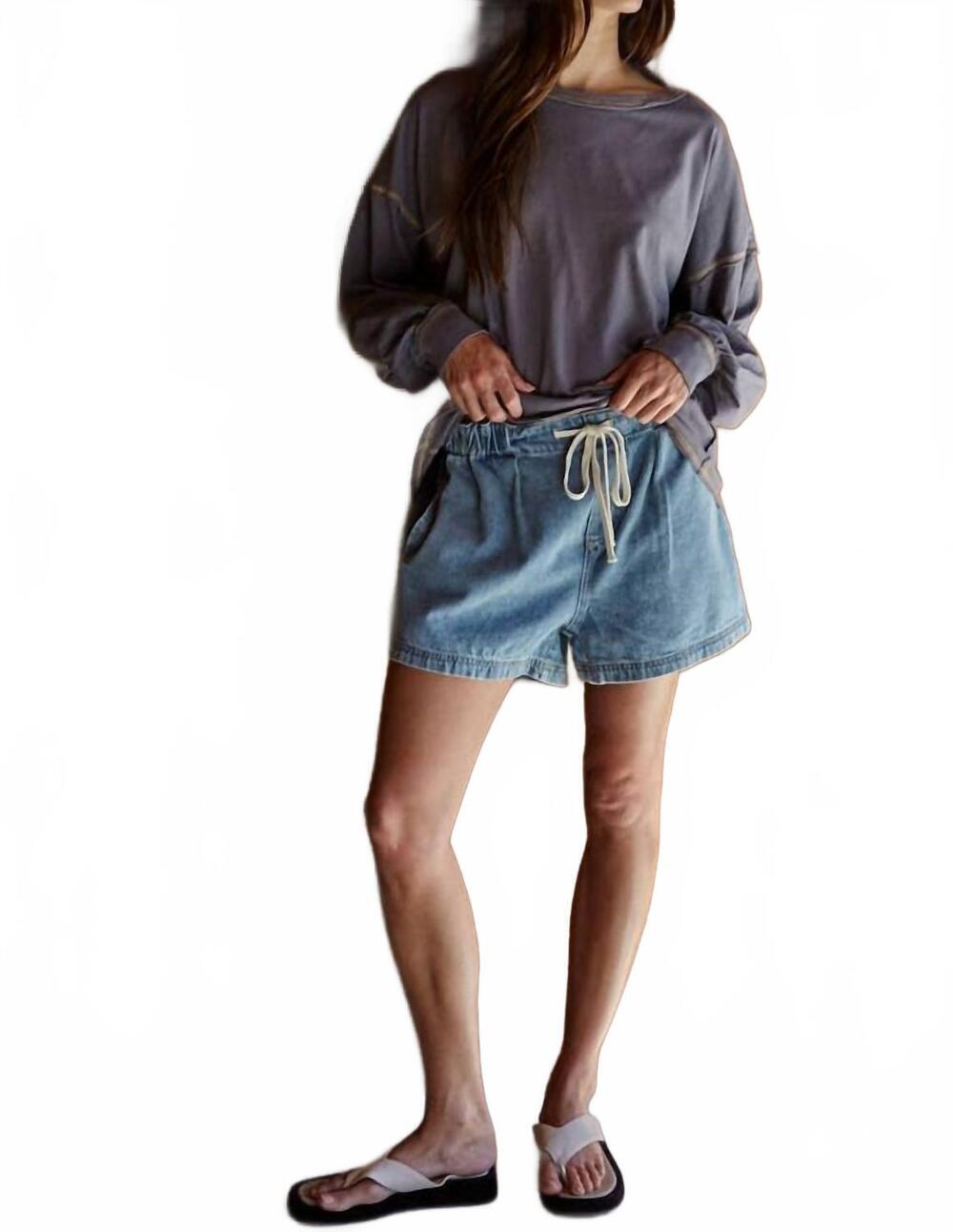 NEW BY TOGETHER woven wide leg shorts in medium denim